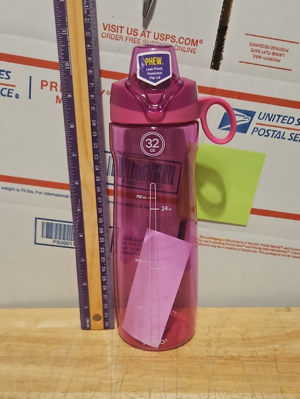 Pogo BPA-Free Plastic Water Bottle with Chug Lid, Purple, 32 oz.